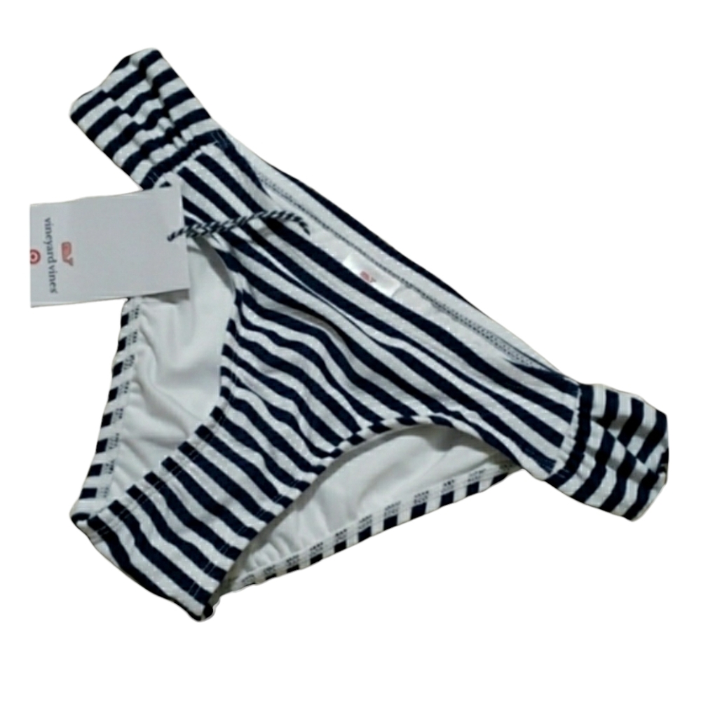 Vineyard Vines Striped Bikini Bottoms Size XS NWT Navy Blue White
